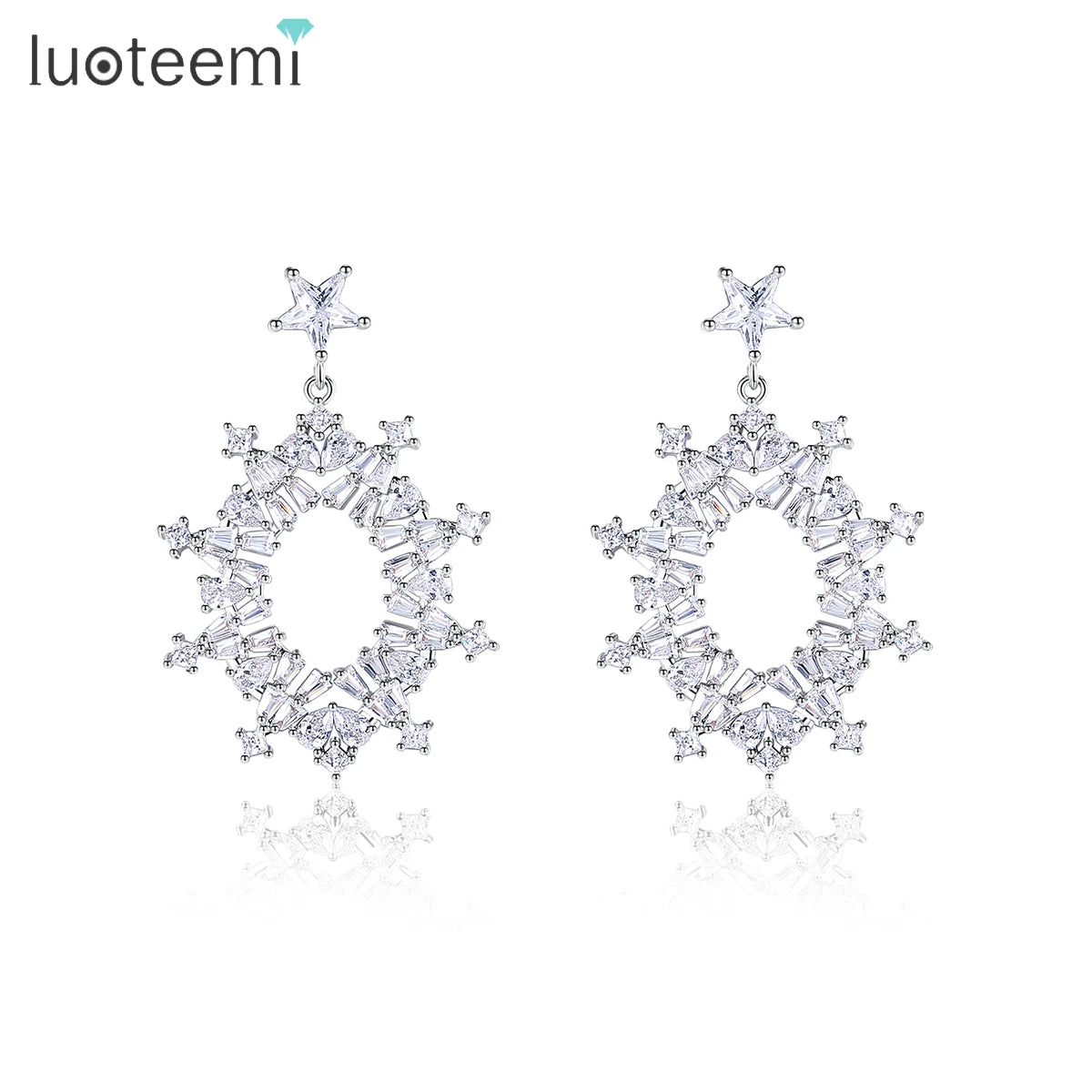 LUOTEEMI Woman Fashion Jewellery Big Statement Elegant Hot Sale Earing Dangle 2025 Cubic Zirconia Bridal Earring