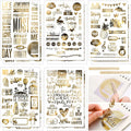 Rub on Transfer Stickers Scrapbooking Journal Vinyl Stickers Gold Foil UV Printing Gold Stamping Waterproof Decorative Sticker