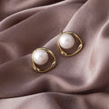 Gold Plated Fashion Geometric Jewelry Fresh Water Baroque Pearl Earrings Women