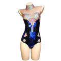 Fashion Elastic Crystal Sequins Club Party Short Jumpsuits Women Gymnastics Festival Outfit Dancer Leotard Singer Bodysuits