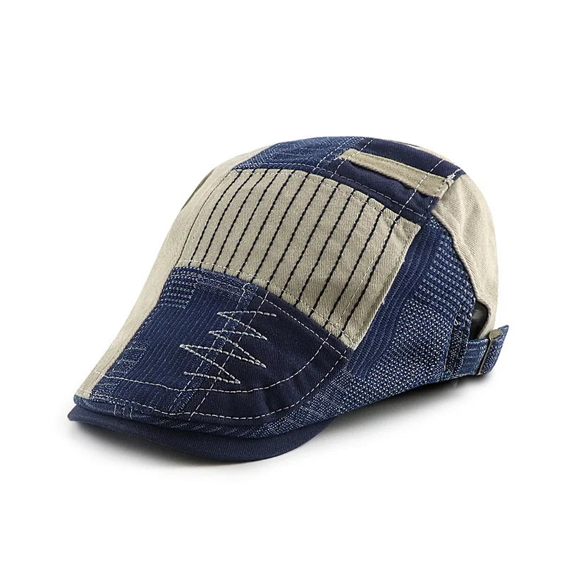 Spring New Original Heavy Denim Splicing Color Ivy Hats Women Personality Ivy Cap Men
