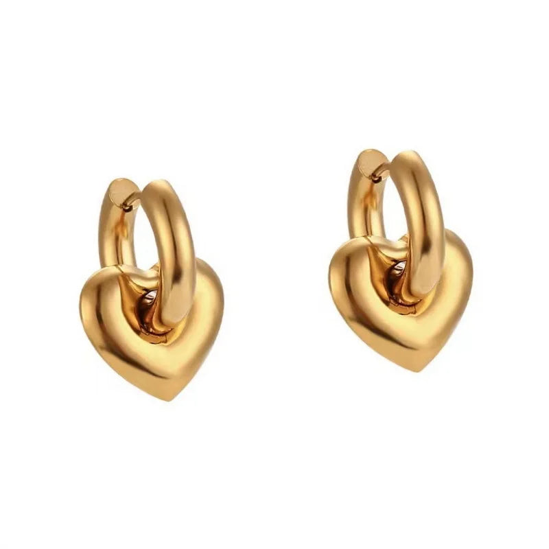 Rinhoo Chunky Stainless Steel Star Geometric Hoop Earrings Screw Twisted Tarnish Free Statement Earrings 18k Plated Jewelry