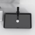 Free Shipping Ceramic Wash Basin 24*14 Inch Black Top Counter Basin Modern Bathroom Hand Washroom Basin Sink