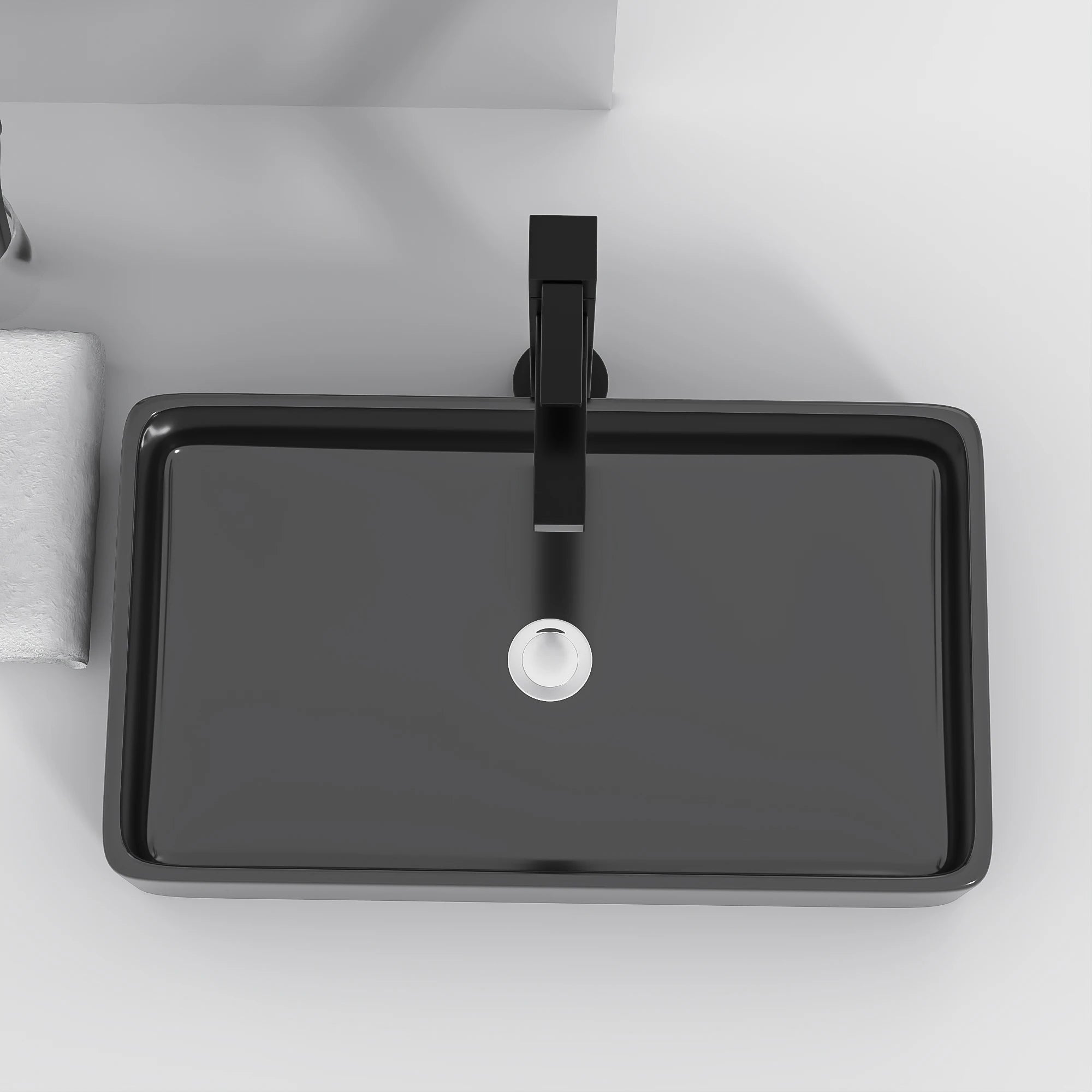 Free Shipping Ceramic Wash Basin 24*14 Inch Black Top Counter Basin Modern Bathroom Hand Washroom Basin Sink