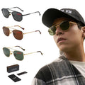 2024 Hexagon Square Vintage Fashion Metal pilot Shades Double Bridge UV 400 Polarized Sunglasses Custom logo for Men Woman