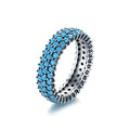 QS634 Black Gold Turquoise Couple Ring Fine Jewelry 925 Sterling Silver Jewellery Ring for Women