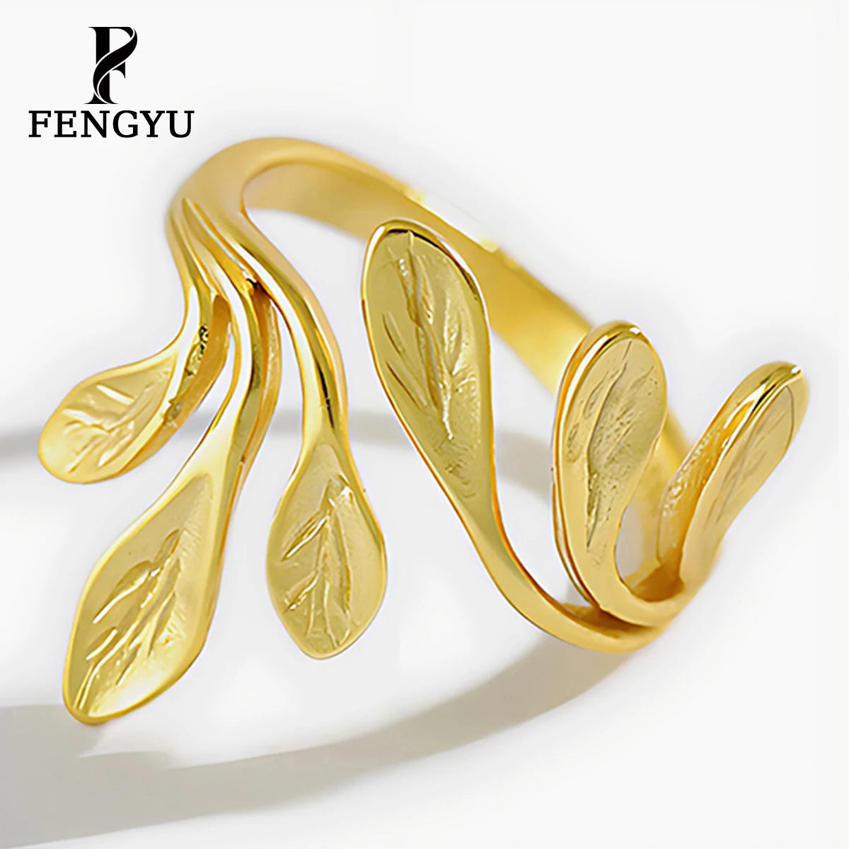 Fine 18k Gold Irregular Willow Branch Rings for Women 925 Sterling Silver Fashion Adjustable Ring Custom Jewelry Wholesale