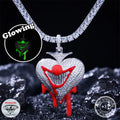 Glow in the Dark Hip Hop Jewelry 925 Sterling Silver VVS Moissanite Diamond Enamel Iced Out Clown Face Heart Pendant for Men