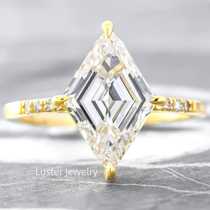 Luster Jewellery Big Gemstone S925/10/14/18k Triangle Gold Moissanite Diamond Engagement Rings for Women Jewellery