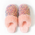 Winter Glitter Cotton Slipper Female Comfy Home Close Toe Indoor Plush Slipper Couple Cotton Shoes