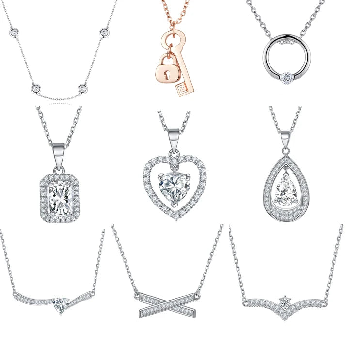 Custom Heart Necklace Rose Gold Plated Non Fade 925 Sterling Silver Necklace Women Trendy Jewelry Necklaces