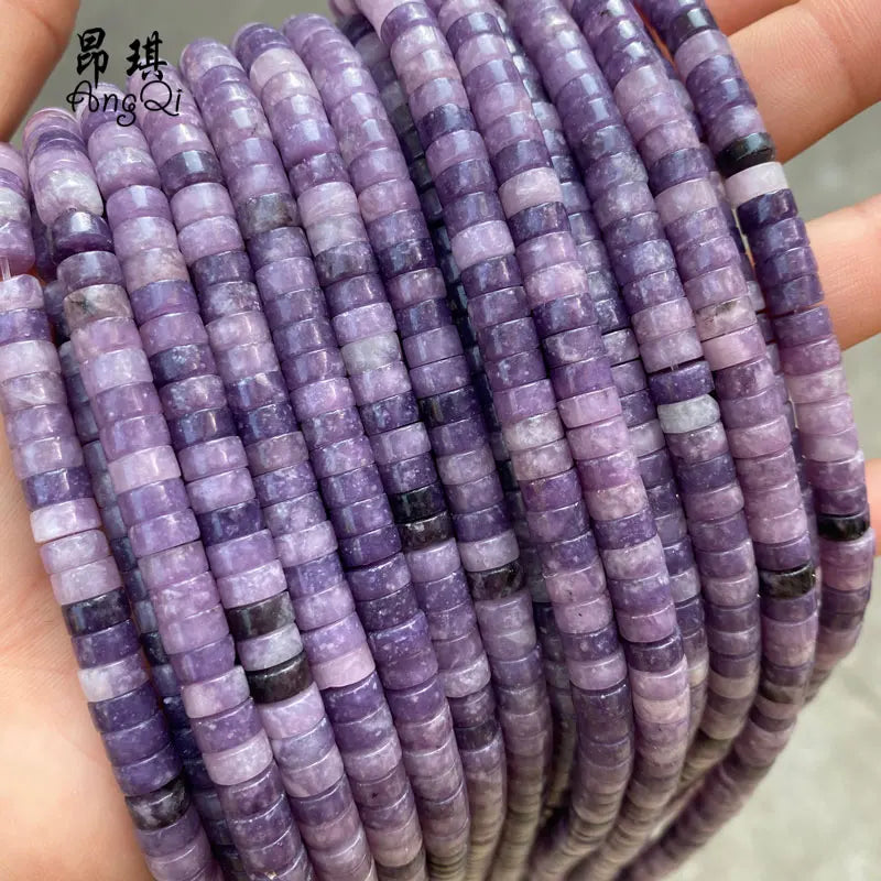 Natural Purple Mica Abacus Stone Beads Loose Rondelle Gemstone Beads DIY for Jewelry Making Accessories