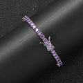 18K Gold Plated Classic Style Iced Out Purple Cubic Zircon Tennis Chain Bracelet Hiphop Jewelry for Women-for Parties