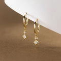 Fashion Women Hoop Earrings 925 Sterling Silver Mini CZ Geometric Pendant Gold Plated Earings Jewelry for Women
