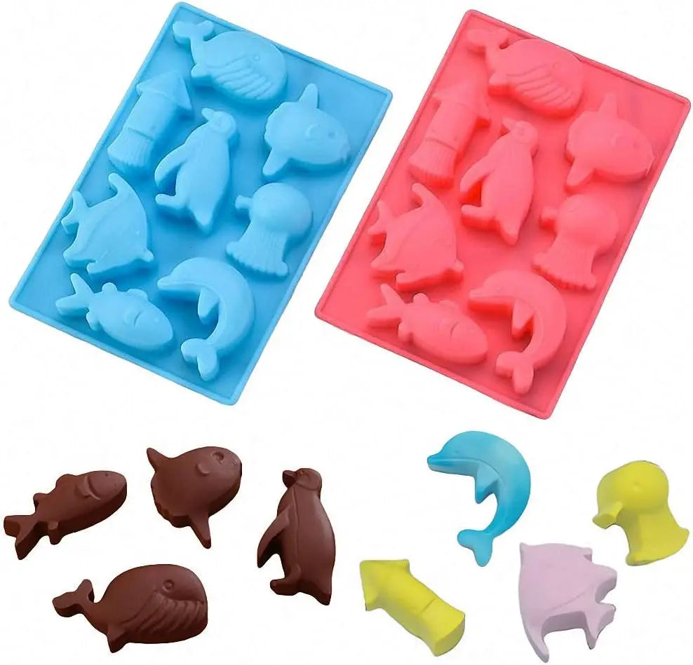 Marine Chocolate Sea Animal Silicone Ice Cube Tray Non-Toxic Eco-Friendly Disposable Customizable Seashell-Shaped Mold Fish