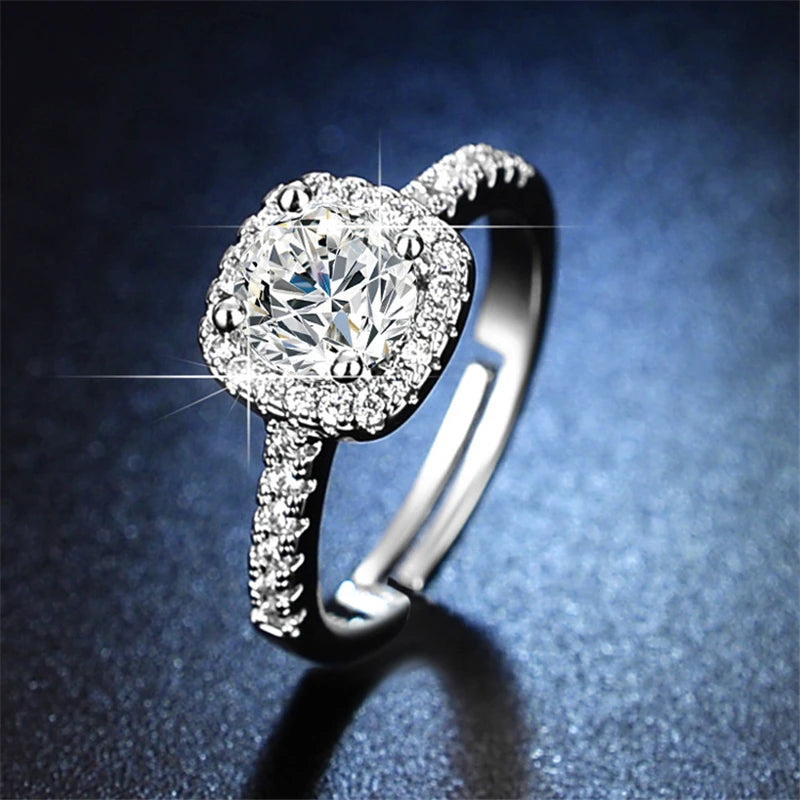 Classic Wedding Women Jewelry Silver Plated Copper Round Cut Cubic Zirconia Engagement Diamond Rings