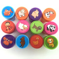 Hot 16pcs/lot Children Toy Stamps Cartoon Animals Fruits Kids Seal for Scrapbooking Photo Album Decor Stamper DIY Stamper Toys