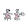 Dylam Hypoallergenic Nickel Free 925 Sterling Silver Earring Sea Turtle Kid Children Circle 5A Cubic Zirconia Stud Earrings
