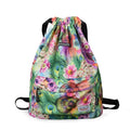 Waterproof Drawstring Bag Sports Backpack Leaf Pattern Sports Bags Outdoor Fitness Training Gym Surfing Bag for Shoes Storage