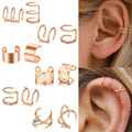 Copper Alloy Gold Black Silver Ear Cuffs Pvd Plating 12pcs Pack Simple Geometric Chunky Ear Cuff Set