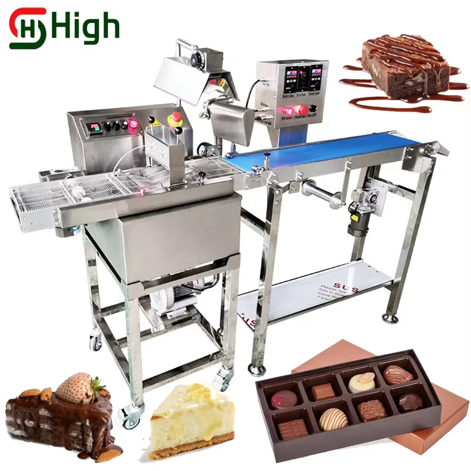 Factory Automatic Chocolate Covering Machine Small Chocolate Enrobing Line With Cooling Tunnel Chocolate Coating Machine