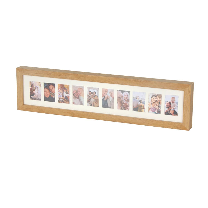 Collage Frame With Mat - 22x5Inch Frame for Holds 10 Pcs Small Photos - White Matted Multi Opening Picture Frame
