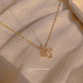 Dainty Bling Cubic Zircon Flower Shape Pendant Necklace Chic Stainless Steel Link Chain Flower Floral Necklace