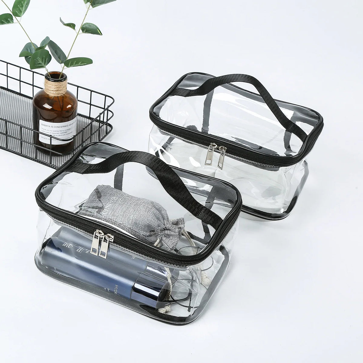 Wholesale Fashionable Transparent PVC Cosmetic Bag Portable Handheld Zipper Travel Storage Case for Makeup