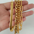 Luxury Dubai Gold Jewelry Stainless Steel Thick Snake Herringbone Paper Clip Cuban Chain Bracelet for Men Women