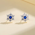 925 Blue Hexagonal Pattern Cubic Zircon Bulk Wholesale Dainty Sterling Silver Vintage Earring for Women