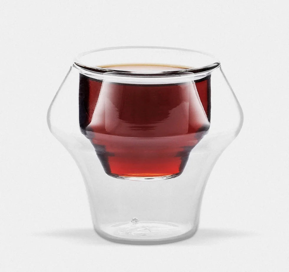 Modern Classical Design Hourglass Shape Thermo Glass Coffee Whiskey Cup