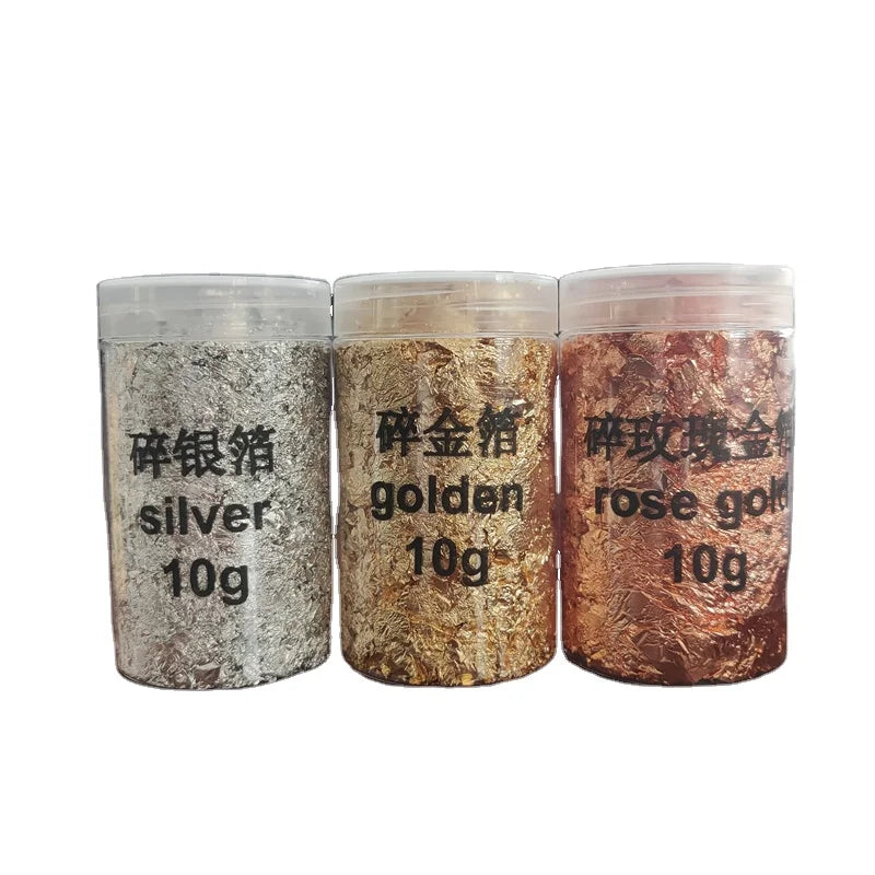 Gold Leaf Foil Gold Leaf Sheet Flake Silver/Gold/Rose Gold Foil Flake for Handicrafts Epoxy Resin 2g 3g 5g 10g 15g 20g 30g 50g