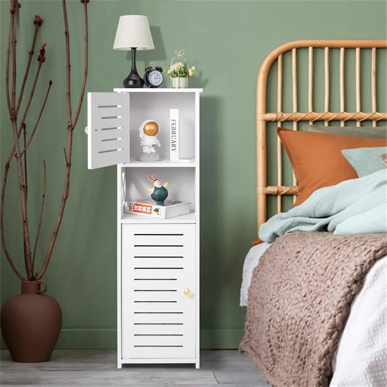 Wholesale Modern Small Bathroom Storage Cabinet 3-Tier Freestanding Weatherproof Double Door Smart Home Decor for Living Room