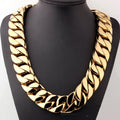 Y095 Wholesale 316L Stainless Steel PVD 18k Gold Plated Hiphop Men Chunky Cuban Link Chain Necklace Fine Jewelry Necklaces