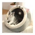 Sweet Cat Bed Warm Pet Basket Cozy Kitten Lounger Very Soft Faux Fur Cave for Small Dogs Washable Cat House Tent Print Pattern