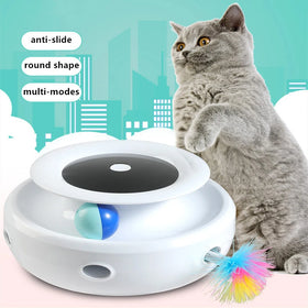 Automatic Cat Toys LED Interactive Cat Light Rotating Ball Toy Automatic Cat Teaser Feather Toy