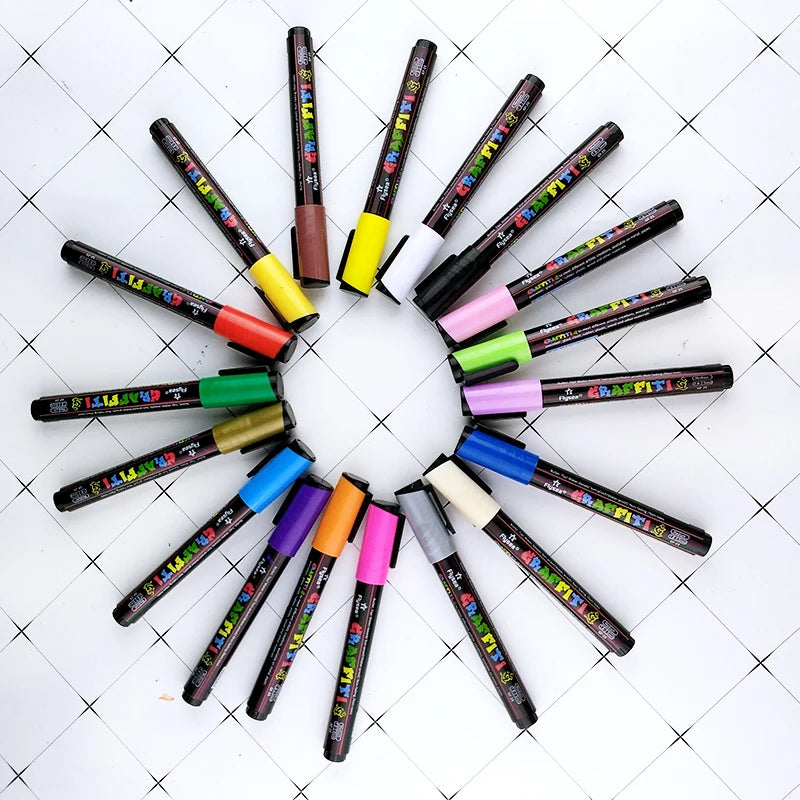 18 Colors Xylene Free Graffiti Kids Stone Ceramic Glass Paint Officeworks 3mm  Acrylic Marker on Wood