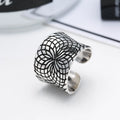 Bijoux Fashion Bohemian Width Flower Antique Ring for Women Men Party Gothic Punk Jewelry