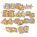 New Stylish Two Tone Geometric Swirl Earrings 18k Gold Plated Stainless Steel Hypoallergenic Spiral Texture Stud Earrings