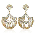 Unique Trendy Geometric Oval Iced Out Rhinestone Zircon Drop Earrings for Bridal Fashion Jewelry Party