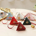 Faux Leather Wedding Candy Gift Pouch Triangle Candy Bag Dumpling Hand Bag Jewelry Packaging Bags Wedding Favor Small Boxes