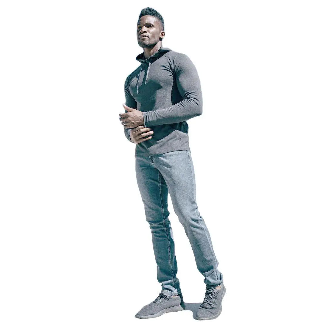 Men's Large Size Hooded Fitness Hoodies Spring Autumn Sports Leisure Running Exercise Thin Solid Color Embroidered Custom