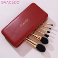GR014 RTS 6pcs Synthetic Hair Gold Taper Handle Black Makeup Brush Set for Face & Concealer Use with Red Box-Gracedo Brand