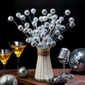 Decorative Sticks for Vases Tall DIY Stems Tree Party Wedding Holiday Silver Glitter Ball Picks Ornaments Set Disco Dirror Ball