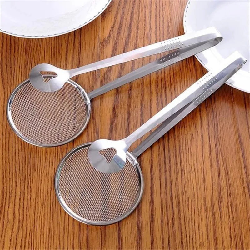 Kitchen Multifunction Stainless Steel Sieve Filter Spoon Fried Food Oil Colander Strainer Clip Handheld Cooking Tools Gadgets
