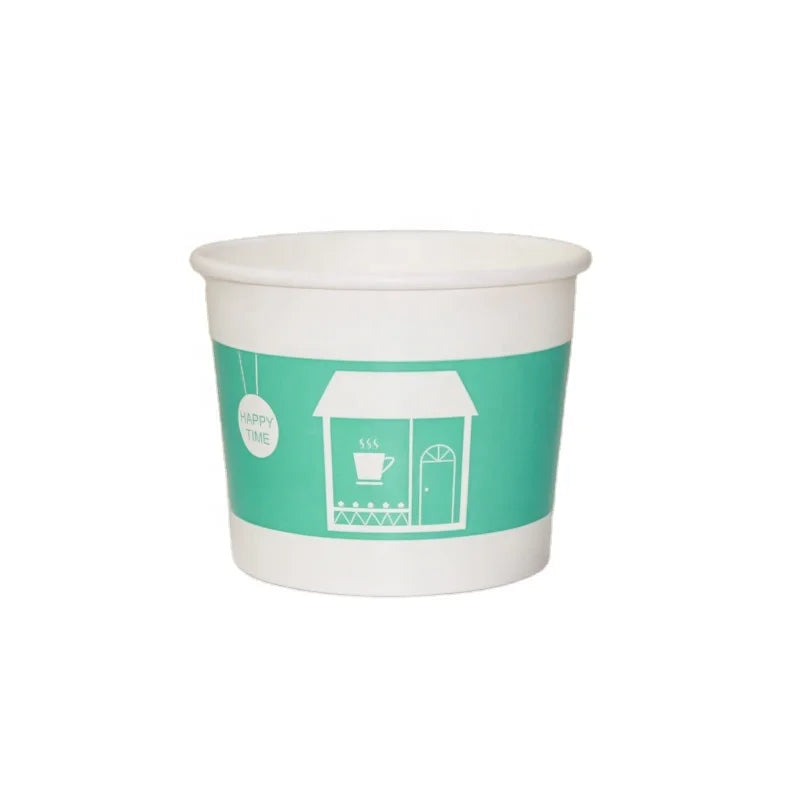 Custom Food Grade Disposable Ice Cream Tubs Ice Cream Paper Bowl Cup with Lid