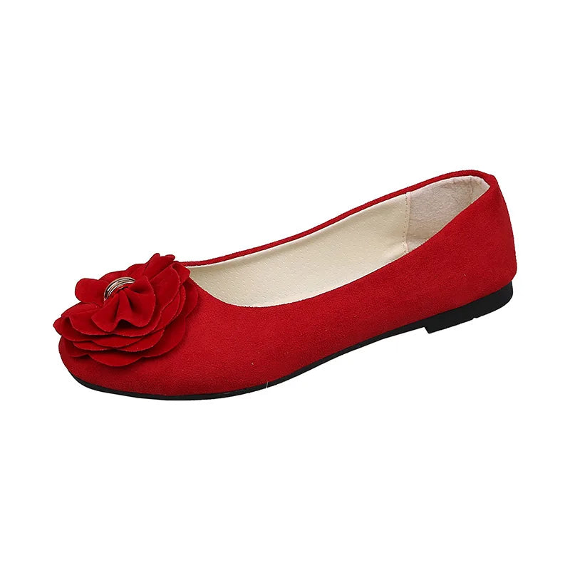 Women Flower Bow Cute Casual Shoes Sweet Fashion Trend Ladies Flat Shoes Round Head Shallow Mouth Walking Style Ladies Loafers