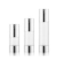 Luxury Silver Shiny Brushed 15ML 30ML 50ML Airless Lotion Bottles Serum Vacuum Container U-Type Skincare Pump Sprayer Shampoo