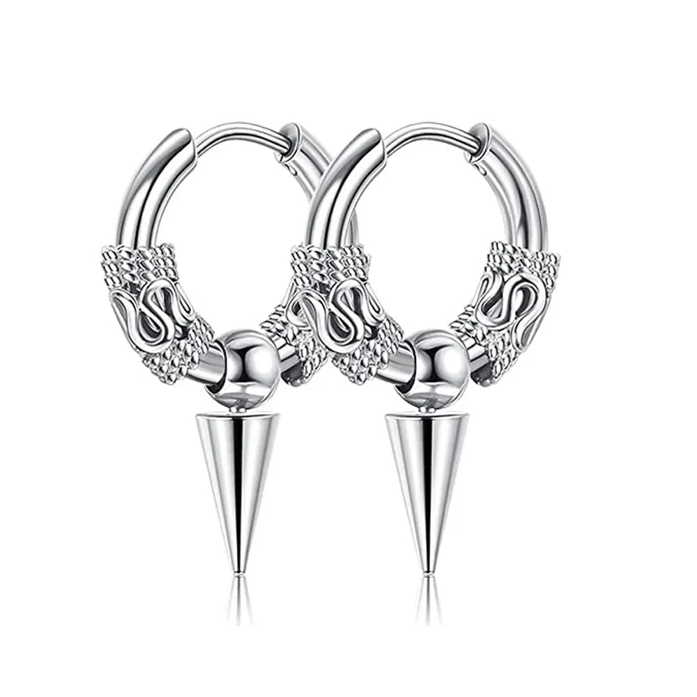2025 Newest Cone Pendant Earring Charm Stainless Steel Earrings for Women Men Accessories Ear Piercing Hoop Pendientes Jewelry