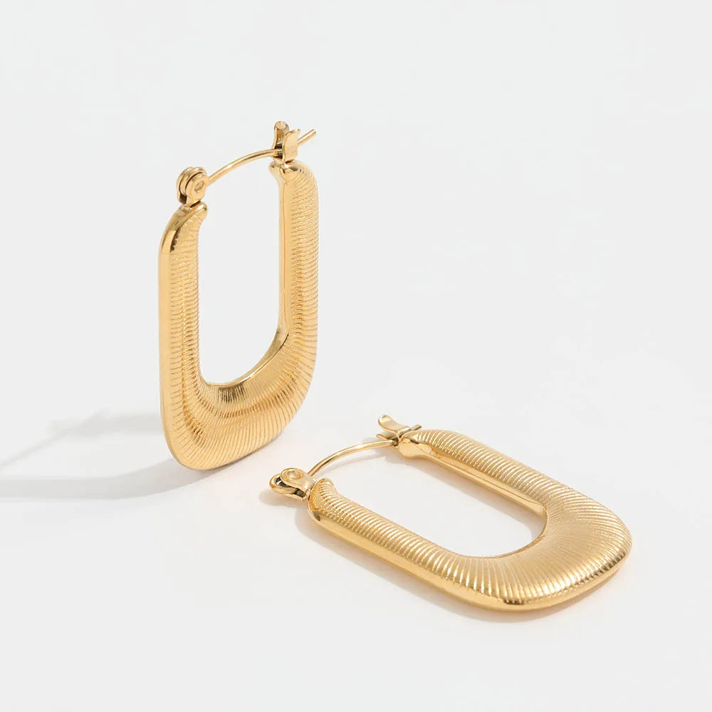 New Trendy Earring 18K Gold Plated Hip-hop U Hoop Earrings for Women Stainless Steel Earrings Wholesale